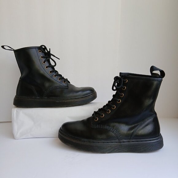 Dr. Martens Black Leather 'Zavala' 8 Hole Combat Boots New WOB Sz US W 7.5 M 6 - Picture 4 of 12